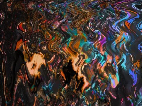 Abstract colourful liquid dark background in golden purple blue colours Stock Photos