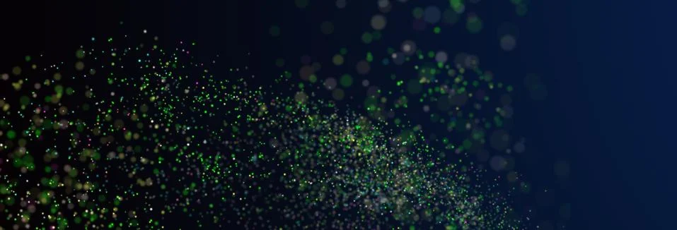 Abstract colourful particles explosion on blue background. Illustrazione stock