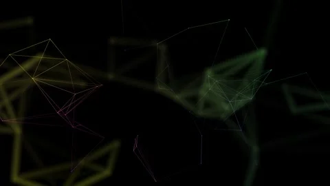 Abstract colourful plexus lines loop motion on black background Stock Footage 341833367