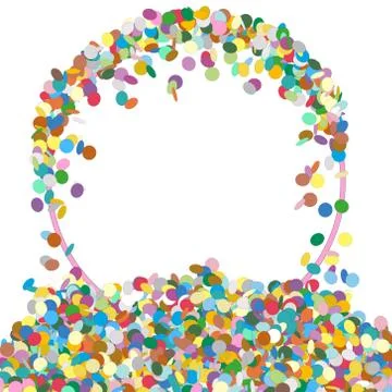 Abstract Colourful Round Shaped Text Panel with Confetti Snippets Stock Illustration
