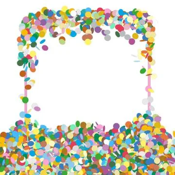 Abstract Colourful Squarish Shaped Text Panel with Confetti Snippets Stock Illustration