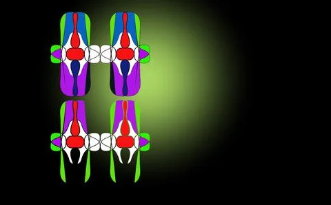 Abstract Colourful Symmetrical Graphic with Soft Green Spotlight Effect o Illustration