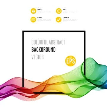 Abstract colourful wave with frame isolated on white background Stock Illustration