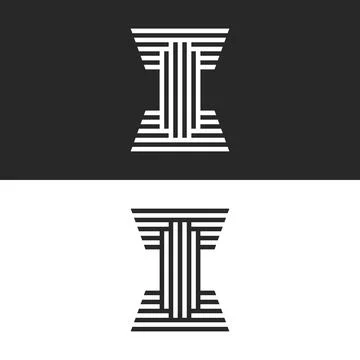 Abstract column geometric shape or I letter monogram logo with vertical par.. Stock Illustration