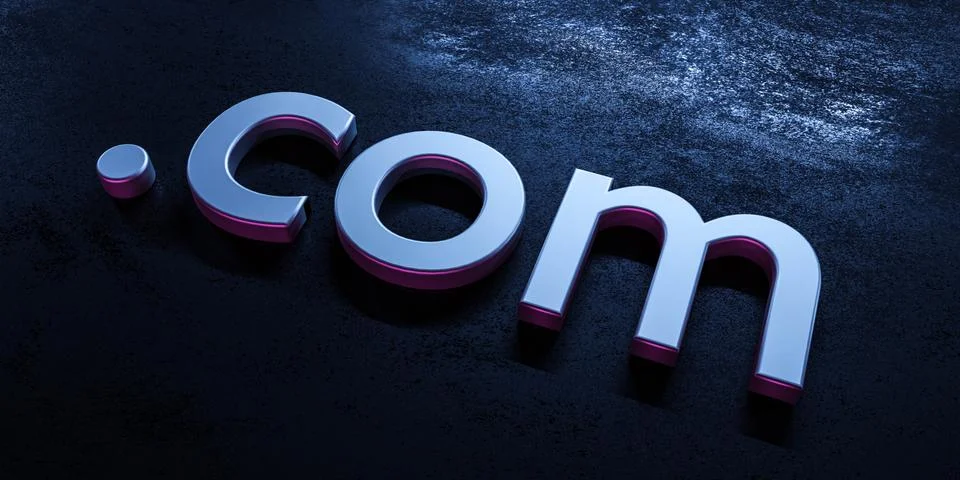 Abstract .com letters internet web symbol concept with steel metal surface Stock-Fotos