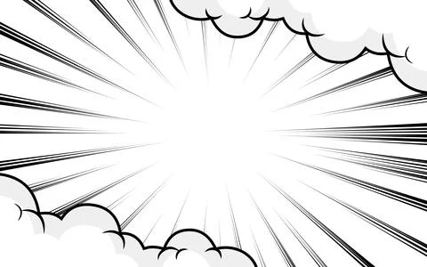 Abstract comic background with zoom effect and cartoon cloud element 스톡 일러스트