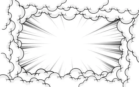 Abstract comic background with zoom effect and cartoon cloud element Stock Illustration