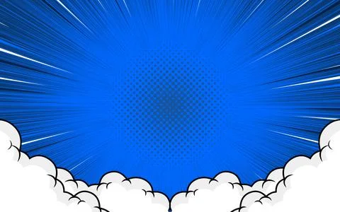 Abstract comic background with zoom effect and cartoon cloud element 스톡 일러스트