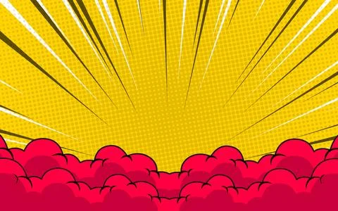 Abstract comic background with zoom effect and cartoon cloud element 스톡 일러스트