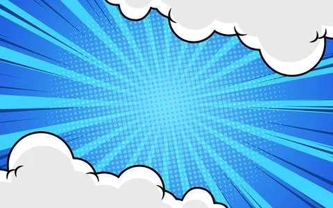 Abstract comic background with zoom effect and cartoon cloud element 스톡 일러스트