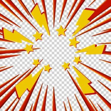 Abstract comic book flash explosion radial lines on transparent background. Stock-Illustration