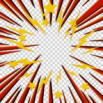 Abstract comic book flash explosion radial lines on transparent background. Stock Illustration