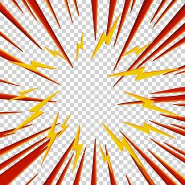 Abstract comic book flash explosion radial lines on transparent background. Stock-Illustration