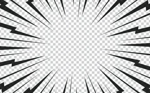 Abstract comic book flash explosion radial lines on transparent background Stock Illustration