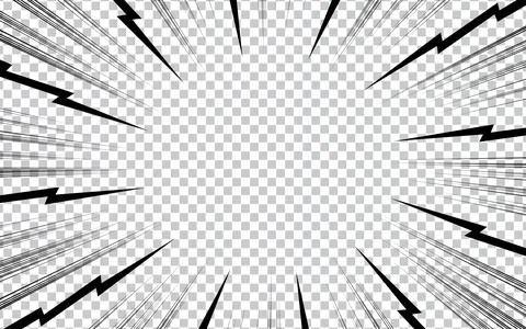 Abstract comic book flash explosion radial lines on transparent background... Stock Illustration