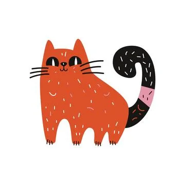 Abstract comic cat character. Cute funny cartoon kitten face in playful mood Stock Illustration