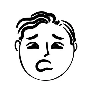 Abstract comic face feeling worry and concern Stock Illustration