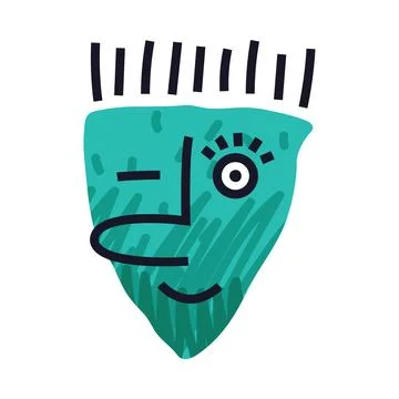 Abstract Comic Face Show Emotion Winking Vector Illustration 스톡 일러스트