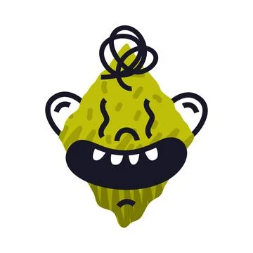 Abstract Comic Green Face Show Emotion Vector Illustration Illustrazione stock