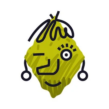 Abstract Comic Green Face Show Emotion Vector Illustration 스톡 일러스트