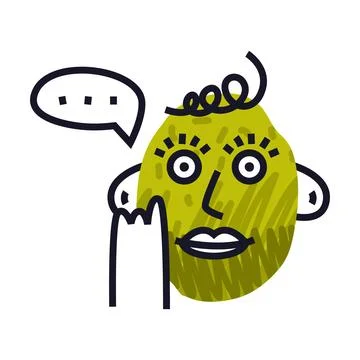 Abstract Comic Green Face Speak Show Emotion Vector Illustration Stock Illustration