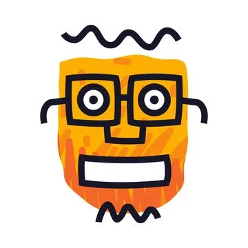 Abstract Comic Orange Face in Glasses Show Emotion Vector Illustration 스톡 일러스트