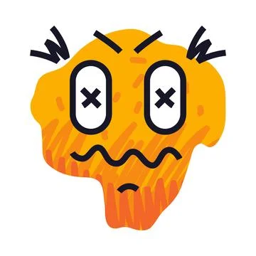 Abstract Comic Orange Face Show Emotion Vector Illustratio Illustrazione stock