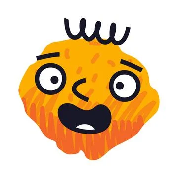 Abstract Comic Orange Face Show Emotion Vector Illustration Illustrazione stock