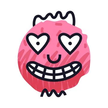Abstract Comic Pink Face Show Emotion Vector Illustration Illustrazione stock