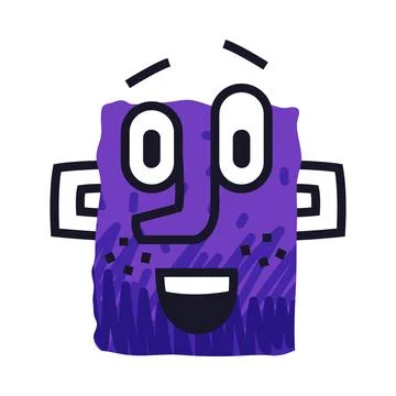 Abstract Comic Purple Face Show Emotion Vector Illustration Stock Illustration
