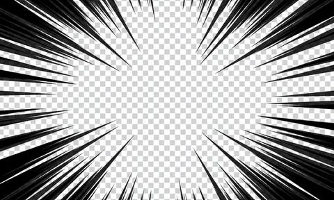 Abstract comic with radial lines on transparent background. Vector illustrati Illustrazione stock
