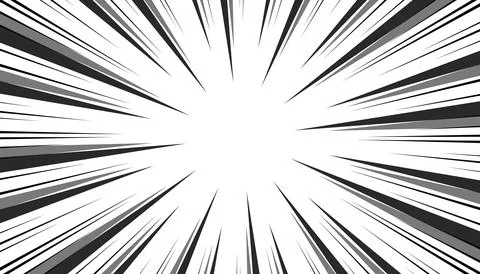Abstract comic with radial rays on black and white comic book background Stock Illustration