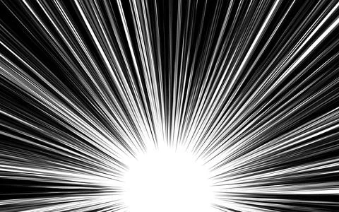 Abstract comic with radial rays on black and white comic book background Stock Illustration