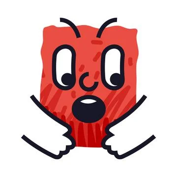 Abstract Comic Red Face Show Emotion of Surprise Vector Illustration Illustrazione stock