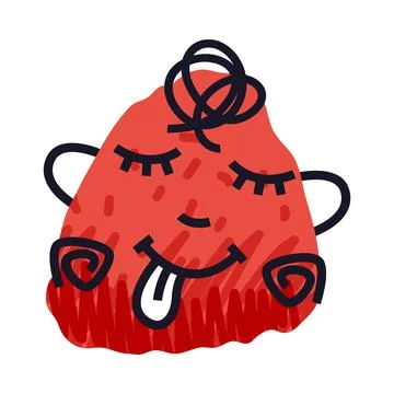 Abstract Comic Red Face Show Emotion and Tongue Vector Illustration Illustrazione stock