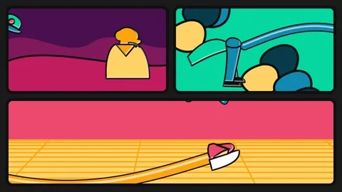 Abstract Comic Style Animation With Geometric Characters And Shapes Video stock 341397704
