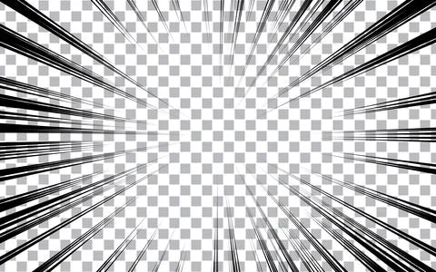 Abstract comic zoom motion lines with halftone background. Stock Illustration