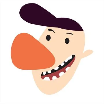 Abstract comical face with huge nose and a hat Stock Illustration