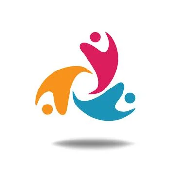 Abstract Community Connection Logo with Three Colorful Figures Stock Illustration