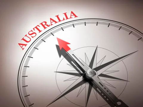 Abstract compass needle pointing the destination australia Stock-Illustration