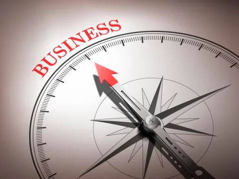 Abstract compass needle pointing the word business Illustrazione stock