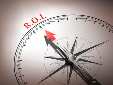 Abstract compass needle pointing the word r.o.i. Stock Illustration