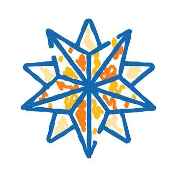 Abstract compass rose doodle sketch drawing Stock Illustration
