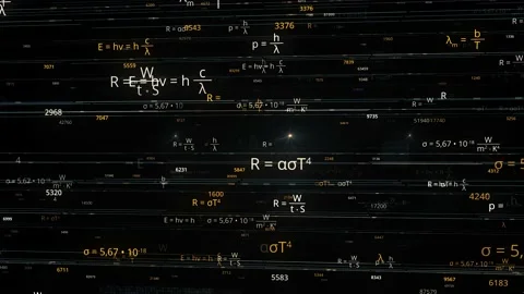 Abstract complex and simple theoretical formulas written automatically by self Stock Footage 152698287