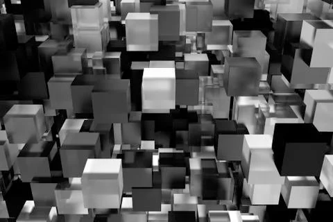 Abstract composition from 3d cubes with shadows. 3d rendering Stock Illustration