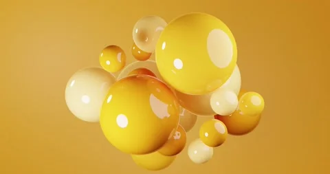 Abstract composition with 3d spheres cluster. Yellow glossy realistic bubbles Stock Footage 161014904