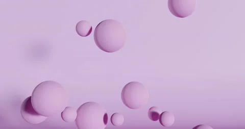 Abstract composition with 3d spheres. Pink realistic bubbles fall and bounce off Stock Footage 161955455