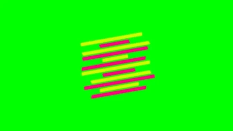Abstract composition of alternating pink and yellow lines on green background Stock Footage 340904060