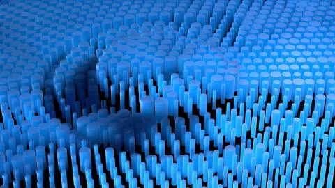 Abstract composition background full of cylinders made of frost blue glass. 3d Stock Illustration