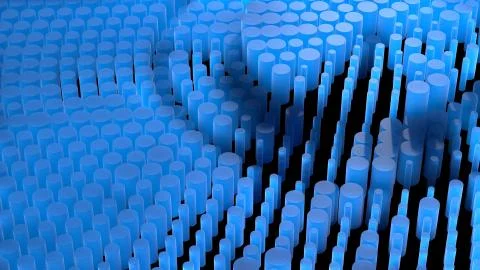 Abstract composition background full of cylinders made of frost blue glass. 3d Stock Illustration